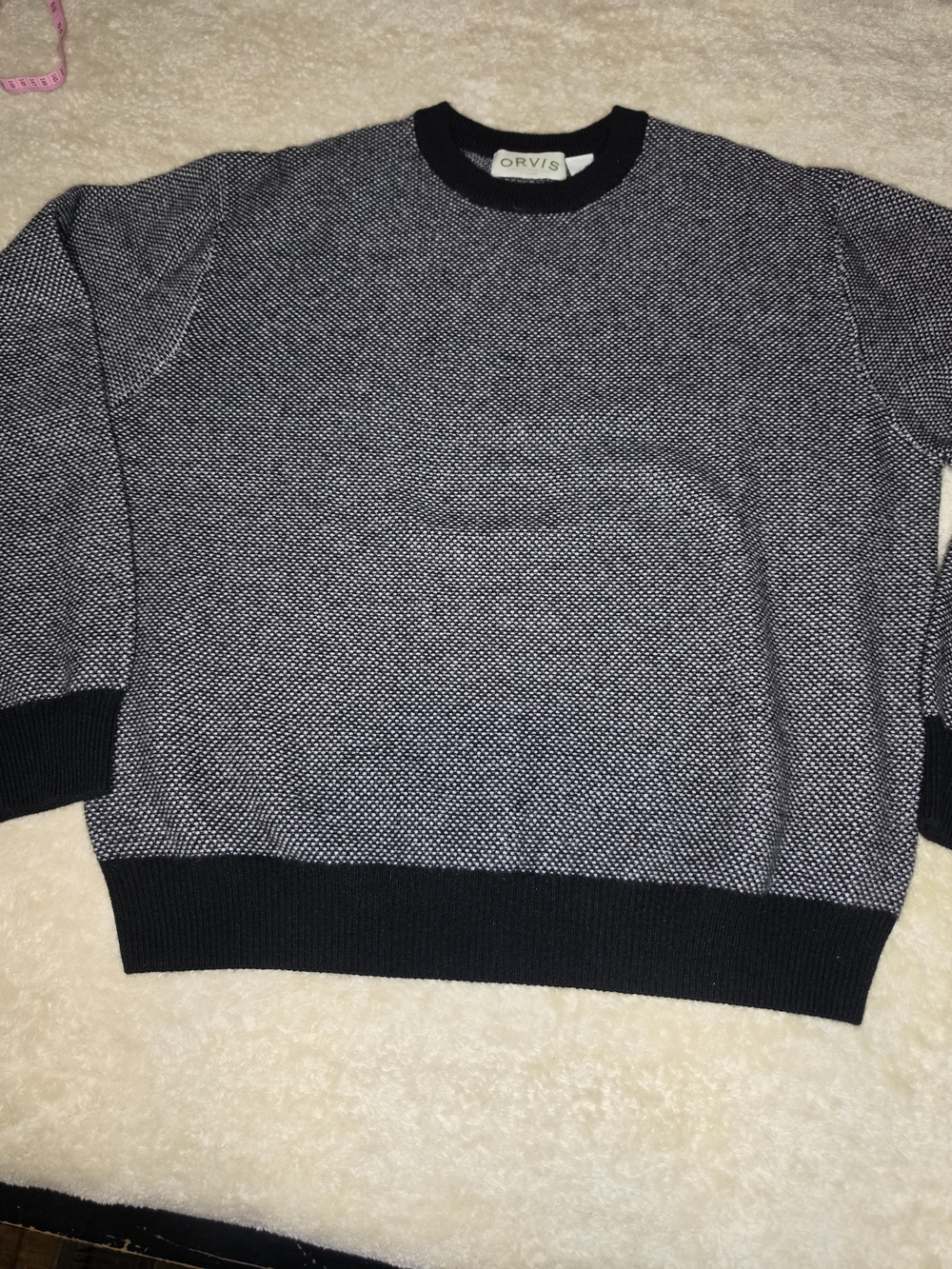 Vintage Orvis Black and White Knit Crewneck Sweater